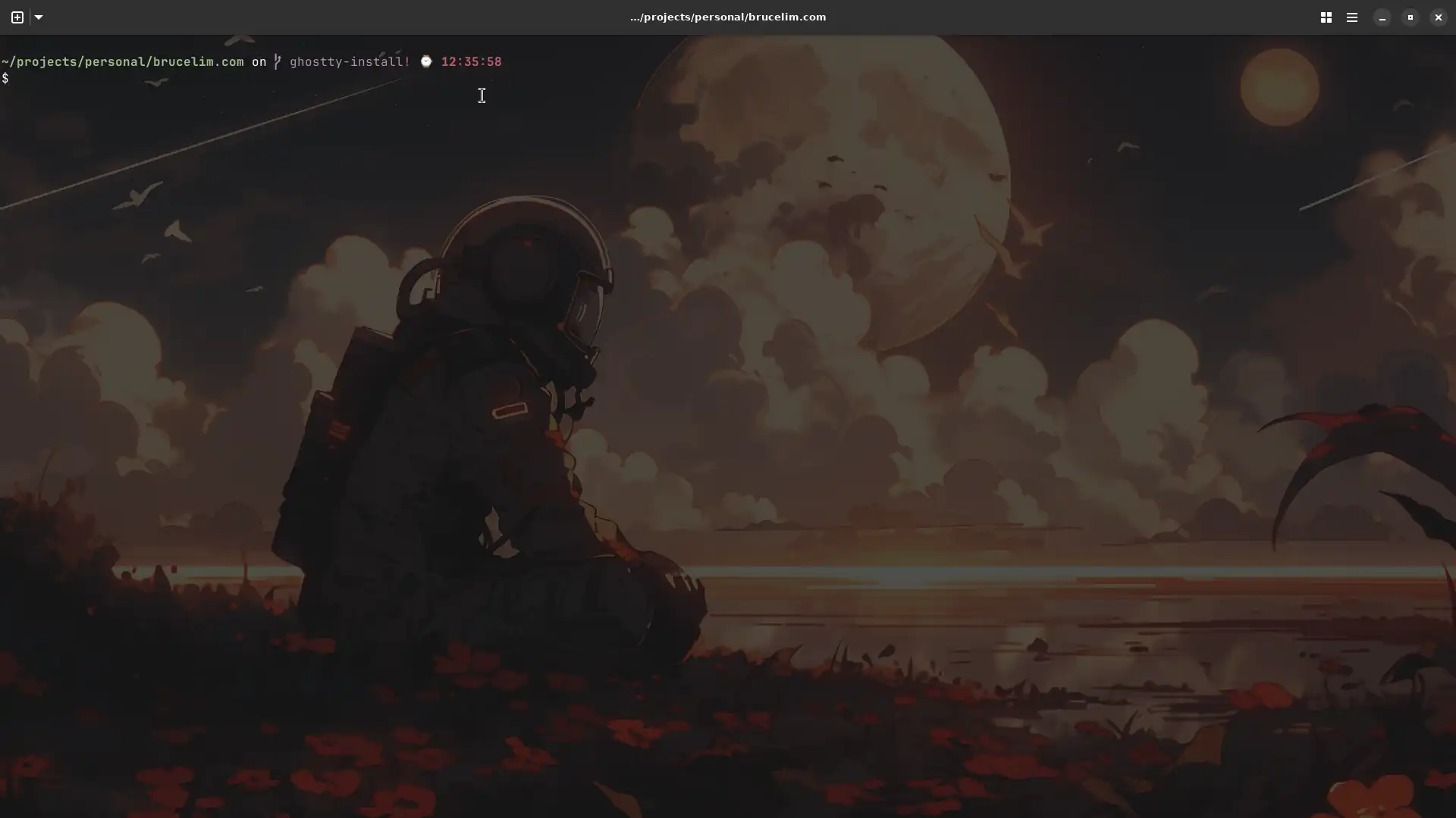 Ghostty terminal emulator running successfully