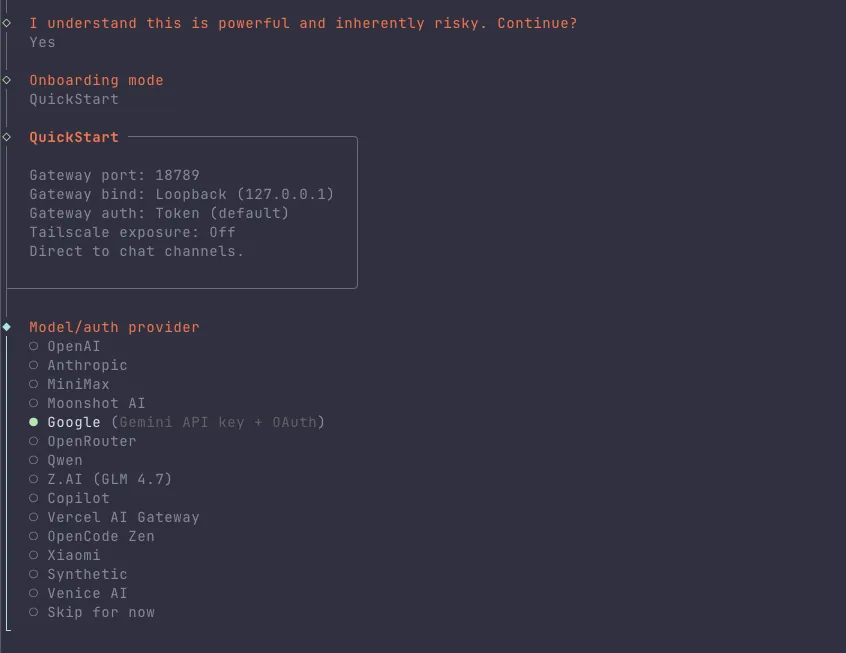OpenClaw Model Provider Selection